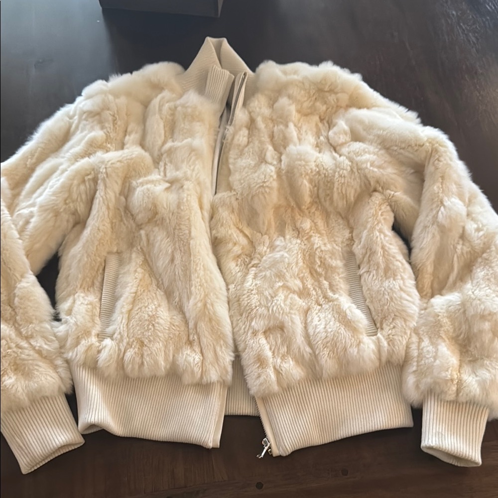 Women's Cream Fur Jacket (REAL)